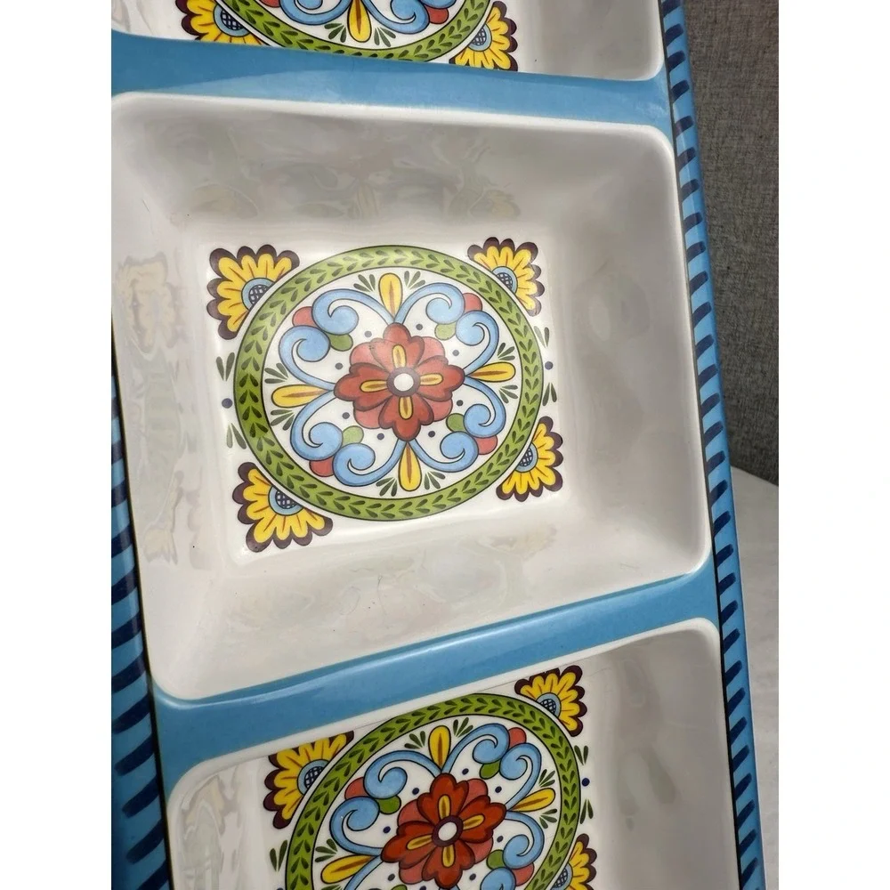 Certified International‎ Seville 3 Section Serving Tray Dish Portuguese Spanish